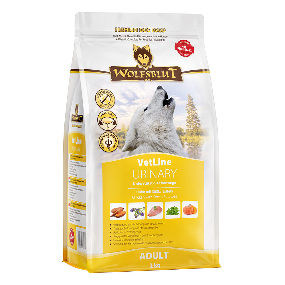 Wolfsblut VetLine Urinary, 2 kg, Huhn & Süßkartoffeln, für erw. Hunde, getreidefrei, unterstützt Harnwege, spez. Ernährungsbedarf.