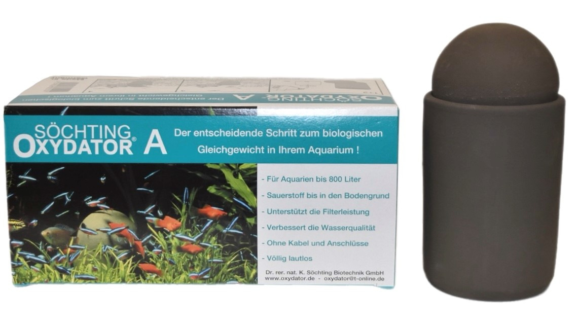 Söchting Oxydator A: Sauerstoffspender f. Aquarien bis 800L, kabellos, lautlos, verbessert Wasserqualität & Filterleistung.