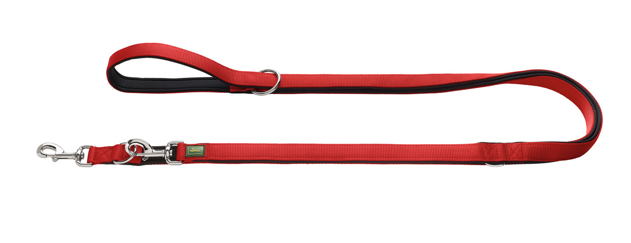 HUNTER Verstellbare Führleine Neopren 10/200 rot/schwarz