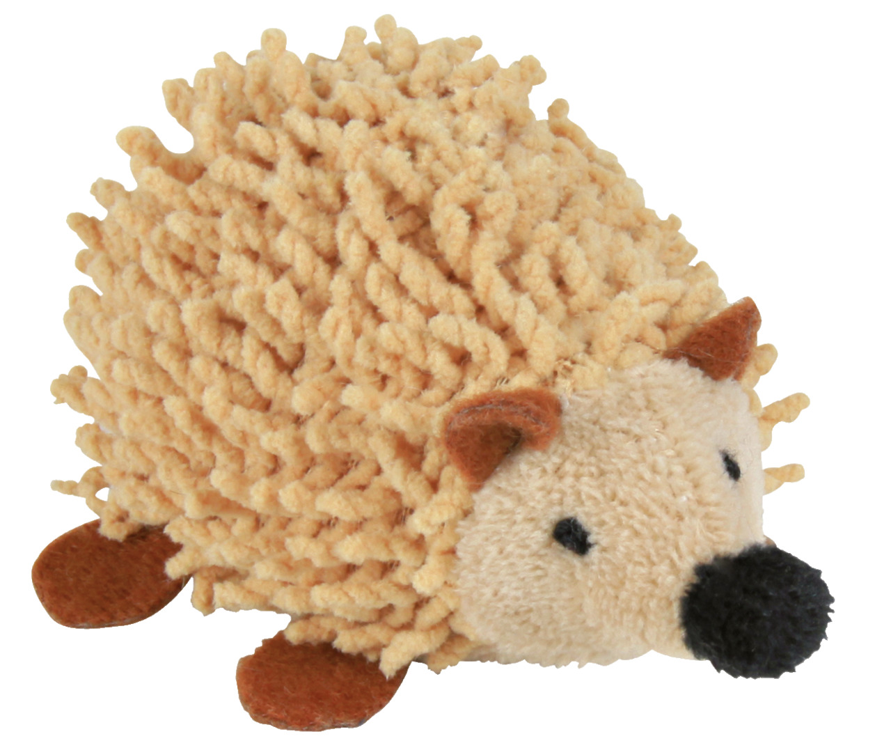 Das Bild zeigt ein Hundespielzeug der Marke TRIXIE in Form eines niedlichen, plüschigen Igels. Es ist speziell für Hunde als Zielgruppe konzipiert und besteht aus weichem Material, das sich ideal zum Spielen und Kuscheln eignet. Der Igel hat eine beige, s