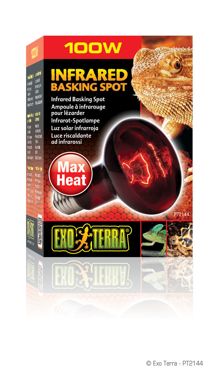 Exo Terra Infrarot-Spotlampe 100W, für Reptilien-Terrarientiere, "Max Heat", fördert Wohlbefinden & Aktivität.