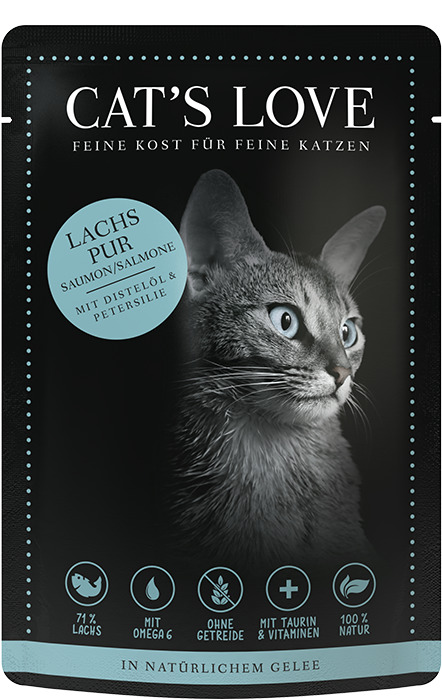 Cat's Love Lachs pur mit Distelöl & Petersilie Katzen Nassfutter 85 g