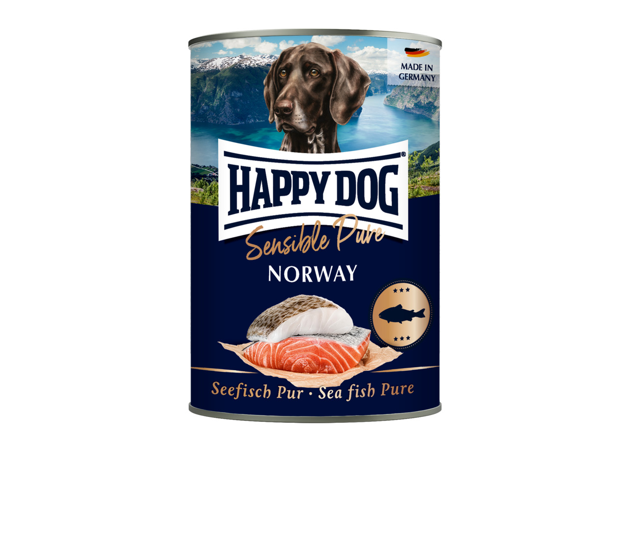 Sparpaket 24 x 400 g Happy Dog Sensible Pure Norway Seefisch Pur Hunde Nassfutter