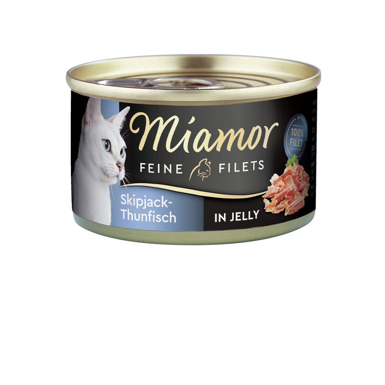 Miamor Feine Filets Katzenfutter, Skipjack-Thunfisch in Jelly, 100 % Filet, für Katzen, 1 Dose.