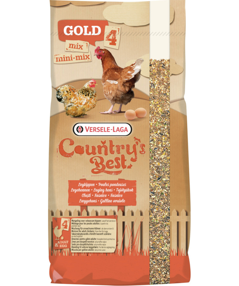 VERSELE-LAGA Country's Best GOLD 4 mix mini-mix, Hühnerfutter f. Legehennen, Getreide+Nährstoffe, 125g, ideal f. Eierproduktion.