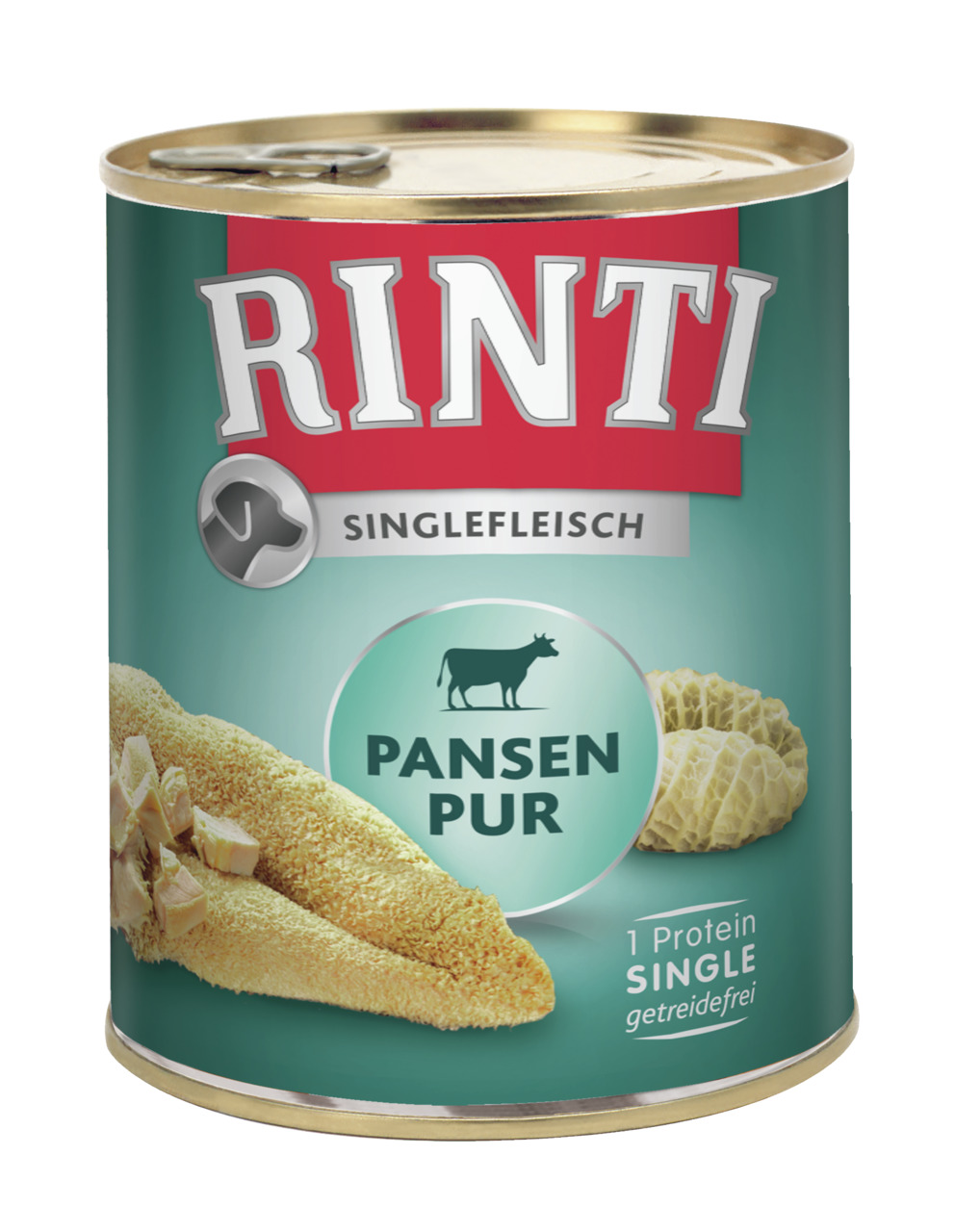 RINTI Singlefleisch Pansen Pur, für Hunde, reiner Pansen, getreidefrei, 1 Proteinquelle, 800 g.
