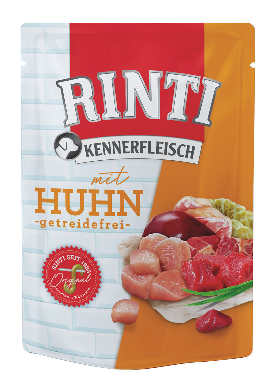 RINTI Kennerfleisch Huhn, getreidefrei, für Hunde, Geschmacksr. Huhn, mit frischen Fleischstücken.