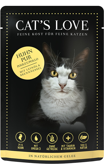 Cat's Love Huhn pur mit Leinöl & Brennnessel  Katzen Nassfutter 85 g