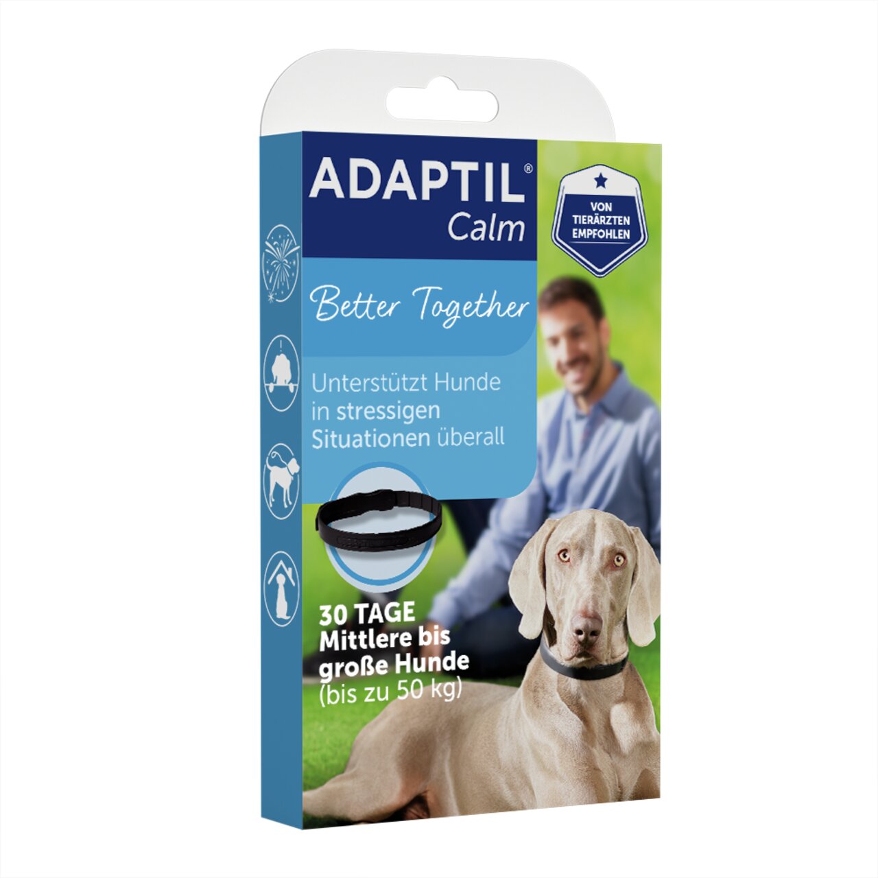 ADAPTIL Calm Halsband für Hunde (mittel-groß, bis 50 kg), wirkt 30 Tage, unterstützt bei Stress, "Better Together", empfohlen von Tierärzten.