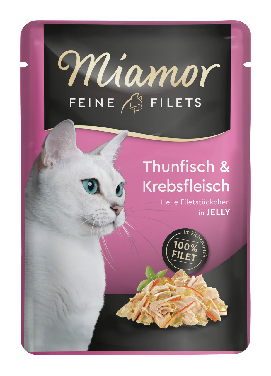 Miamor Feine Filets Katzenfutter, Thunfisch & Krebsfleisch, 100% Filet, helle Filetstücke in Jelly.