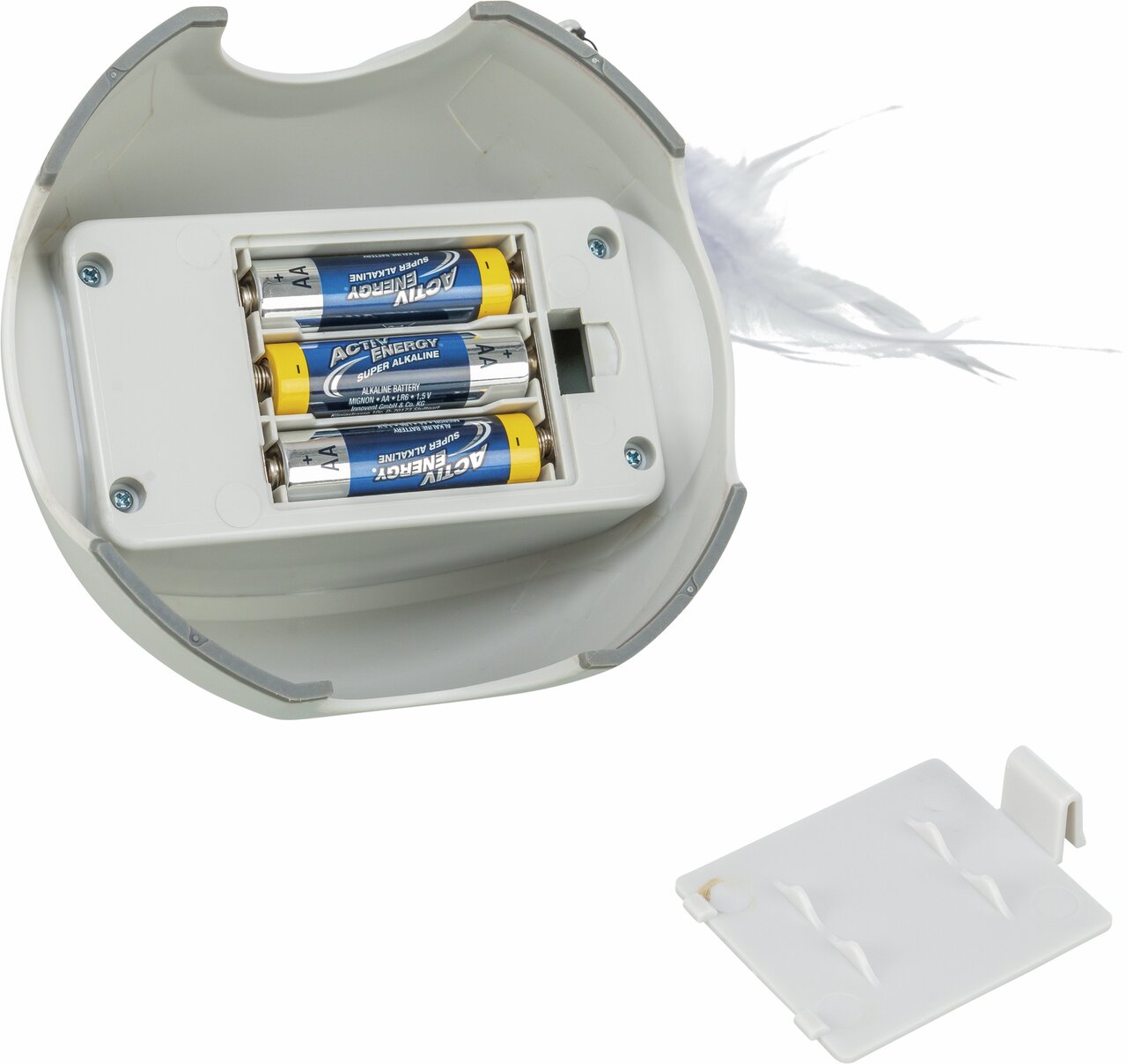 TRIXIE Katzenspielzeug „Federball“, interaktives Spielzeug f. Katzen, m. beweglicher Feder, inkl. 3 AA-Batterien, batteriebetrieben.