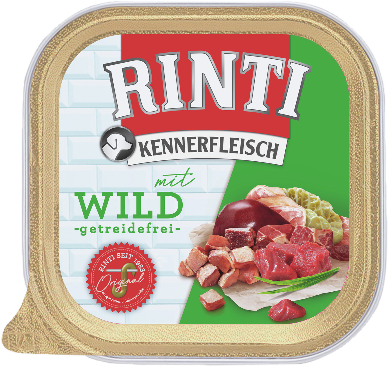 Sparpaket 9 x 300 g Rinti Kennerfleisch mit Wild Hunde Nassfutter