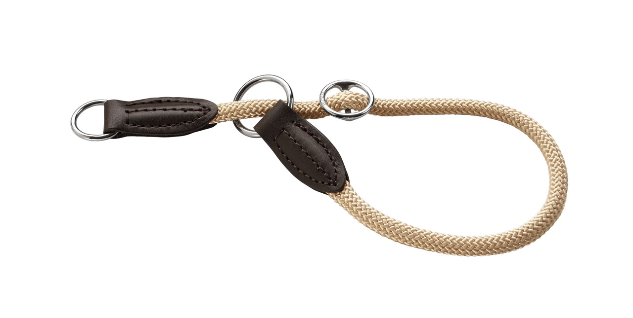 HUNTER Retriever-Leine Freestyle, beige, für Hunde aller Größen, robustes Tau, Lederdetails, Metallringe, 1,7m, langlebig, pflegeleicht.