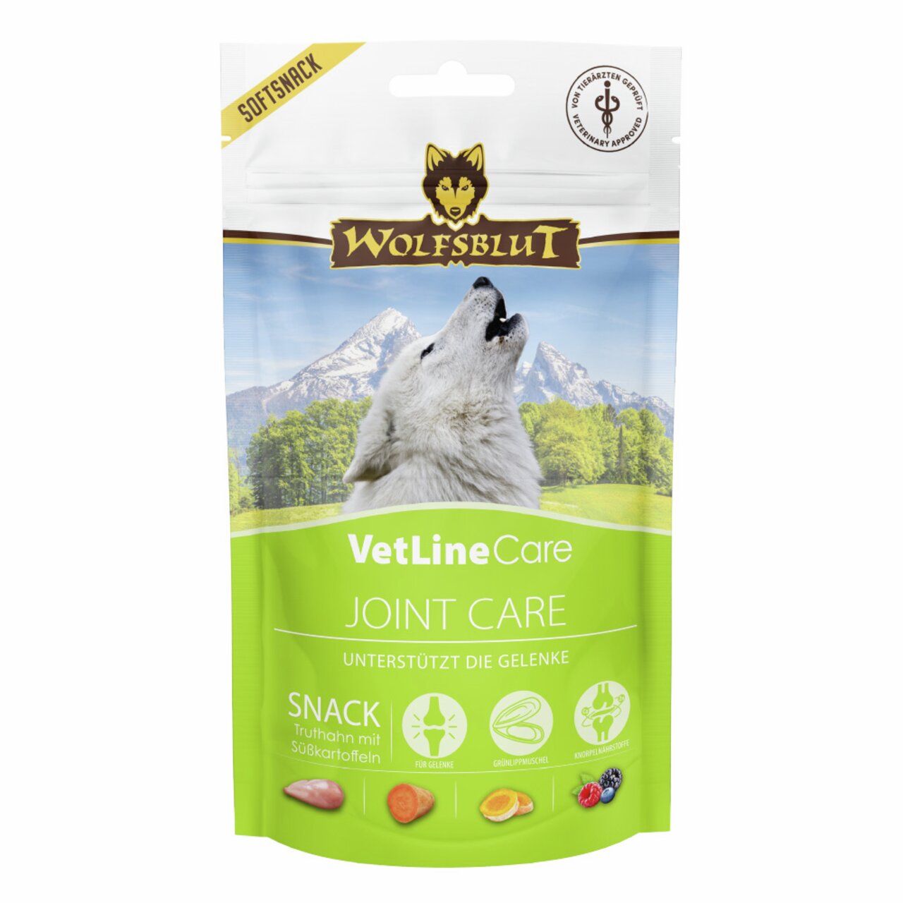 Wolfsblut VetLine Care Joint Care, Softsnack für Hunde, Truthahn & Süßkartoffeln, unterstützt Gelenke, 150 g.