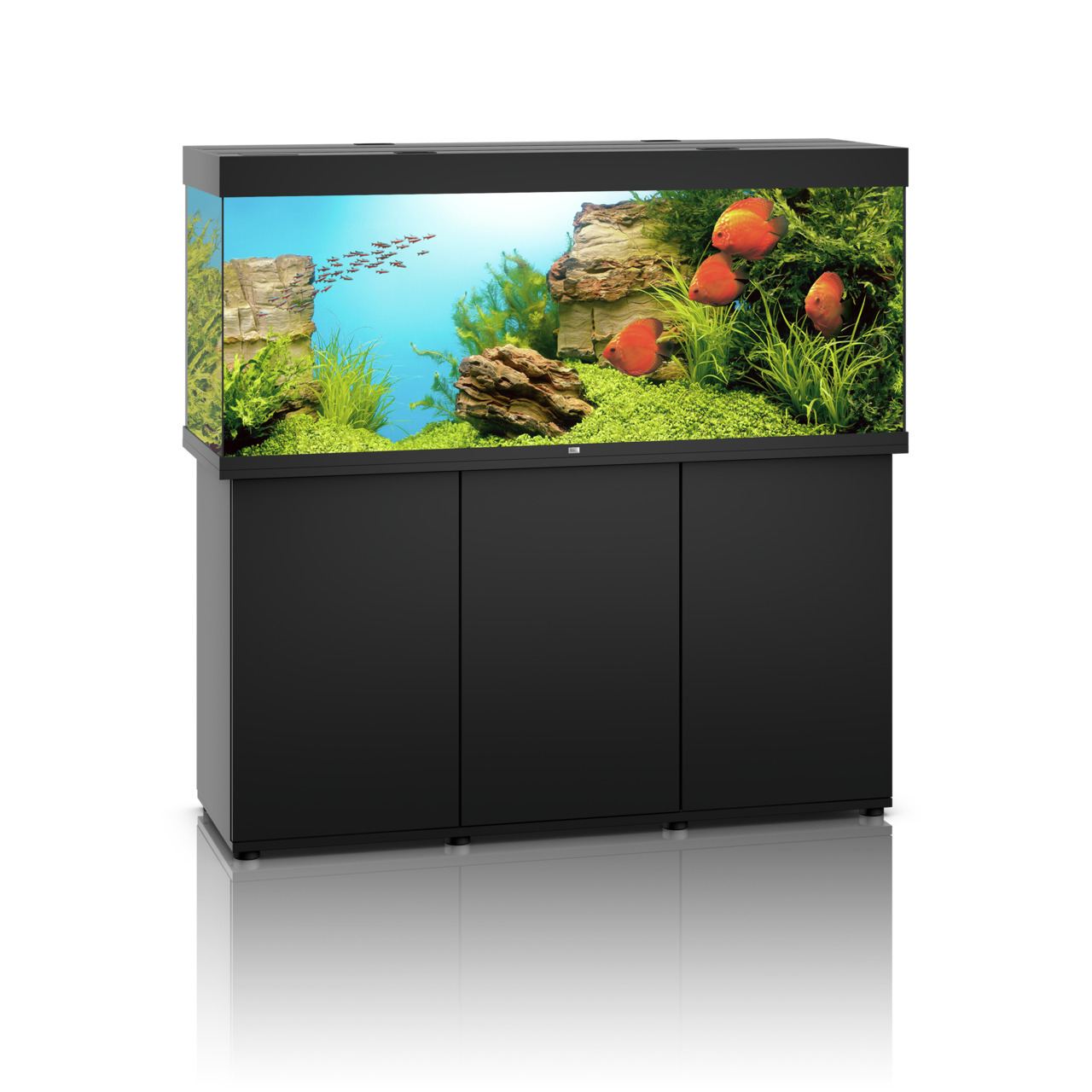 JUWEL Aquarium Rio 450 LED, Schwarz, 450 L, LED-Beleuchtung, ideal für Süßwasserfische, dekorative Unterwasserlandschaft.