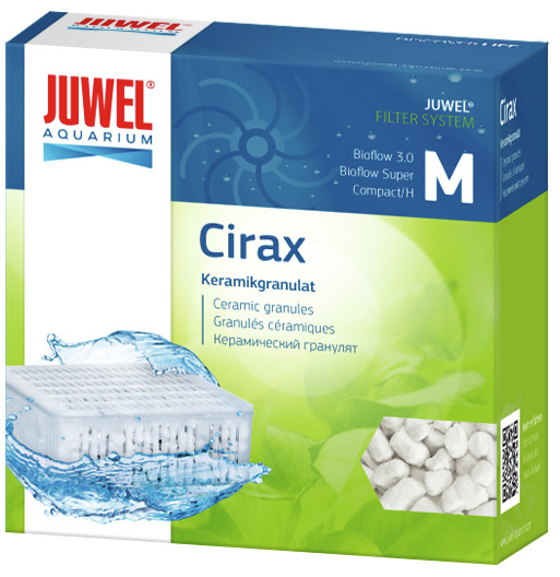 JUWEL Cirax Keramikgranulat, Filtermedium für Aquarien, passend für Bioflow 3.0-Super-Compact M, grün-blaue Verpackung.