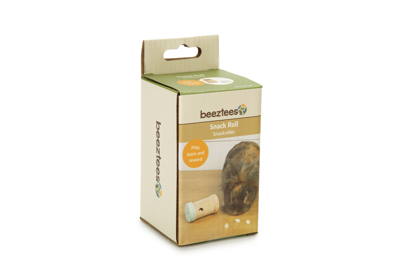Beeztees Snack Roll, interaktives Spielzeug für Kaninchen-Meerschweinchen, Beschäftigung+Belohnung, Leckerlis durch Bewegung.