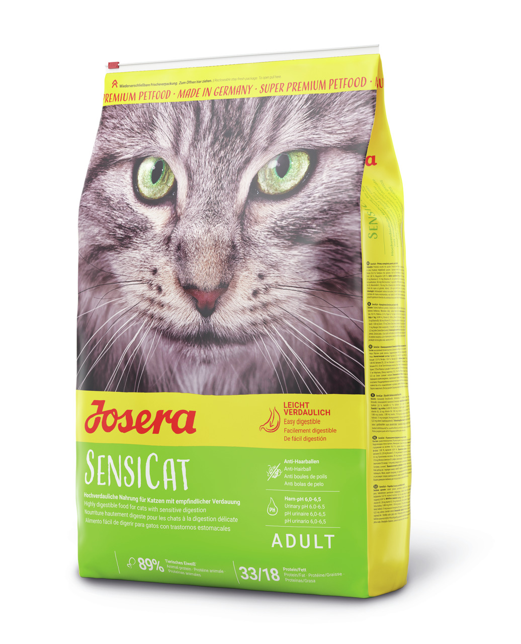 Josera SensiCat, Katzenfutter f. ausgew. Katzen m. empfindl. Verdauung, 10 kg, leicht verdaulich, Anti-Haarballen, optimaler Harn-pH.