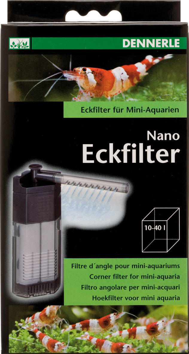 DENNERLE Nano Eckfilter: Eckfilter f. Mini-Aquarien (10-40 L), ideal f. Garnelen- & Nano-Aquarien.
