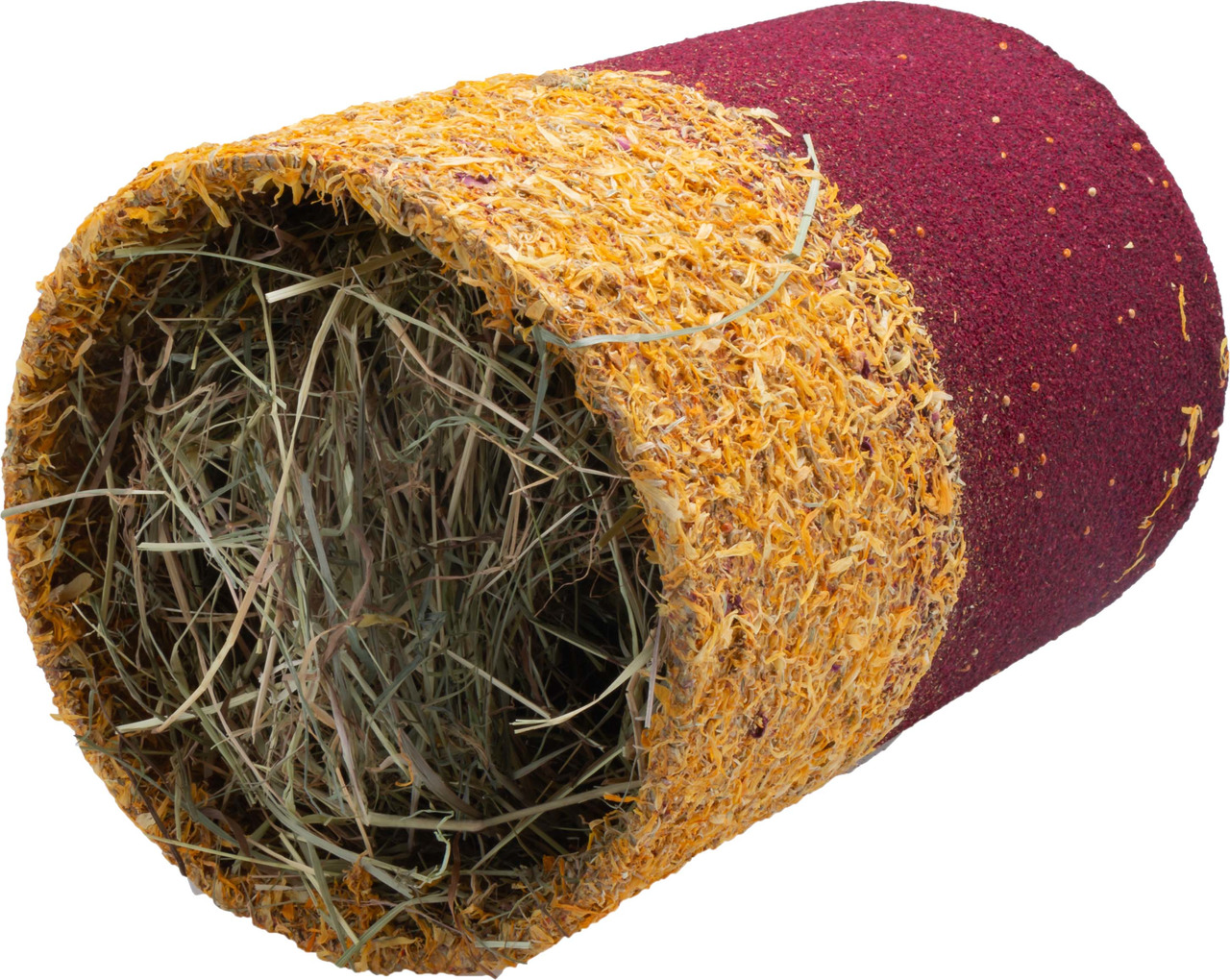 HUGRO Knabber-Rolle, Kleintiere (Kaninchen, Meerschweinchen, Nager), Heu, Blüten & Gemüse, Beschäftigung & Zahnpflege.