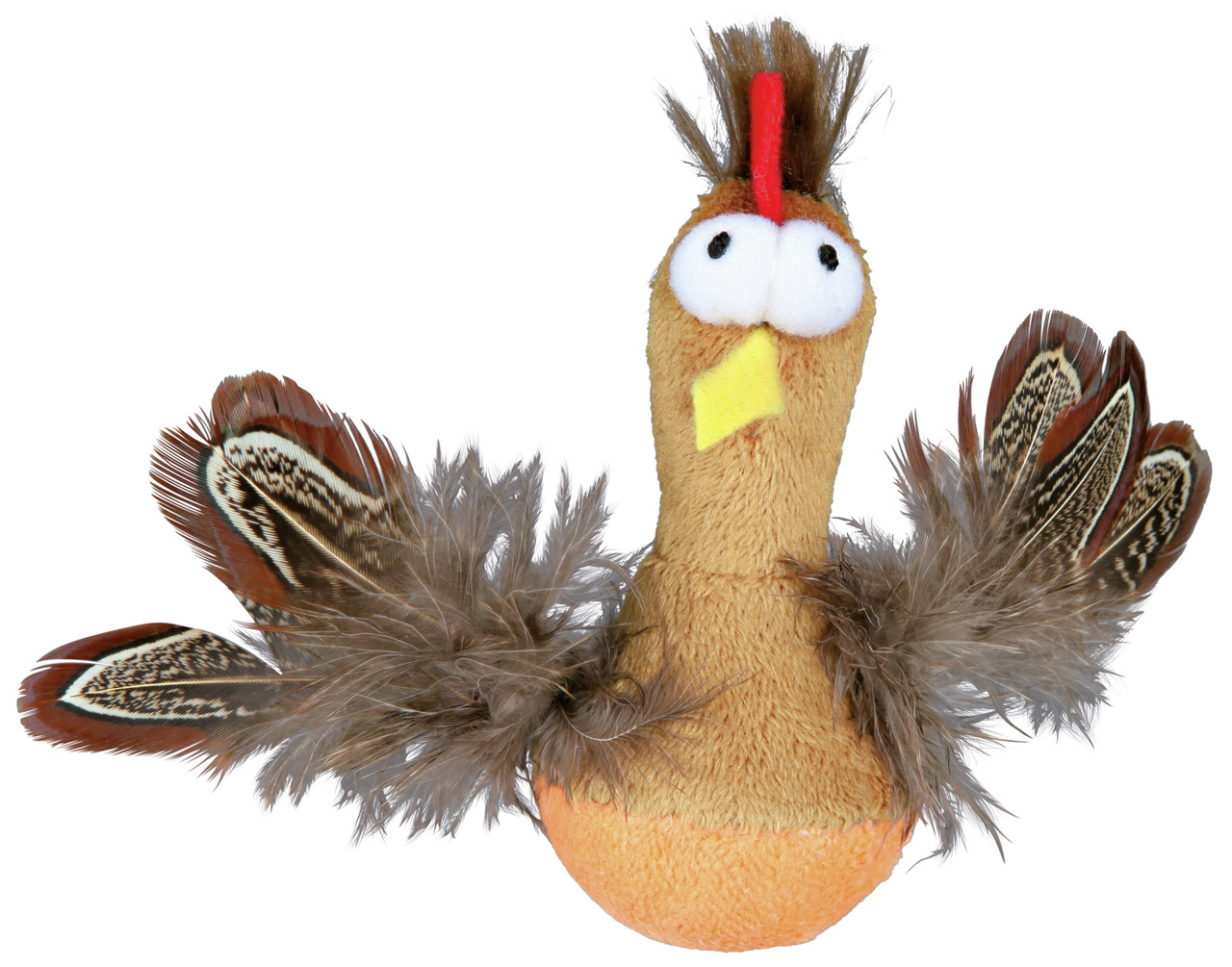 TRIXIE Katzenspielzeug „Plüsch-Huhn“ für Hauskatzen, weiches Plüsch, Federn, lustiges Design, fördert Aktivität & Spieltrieb.