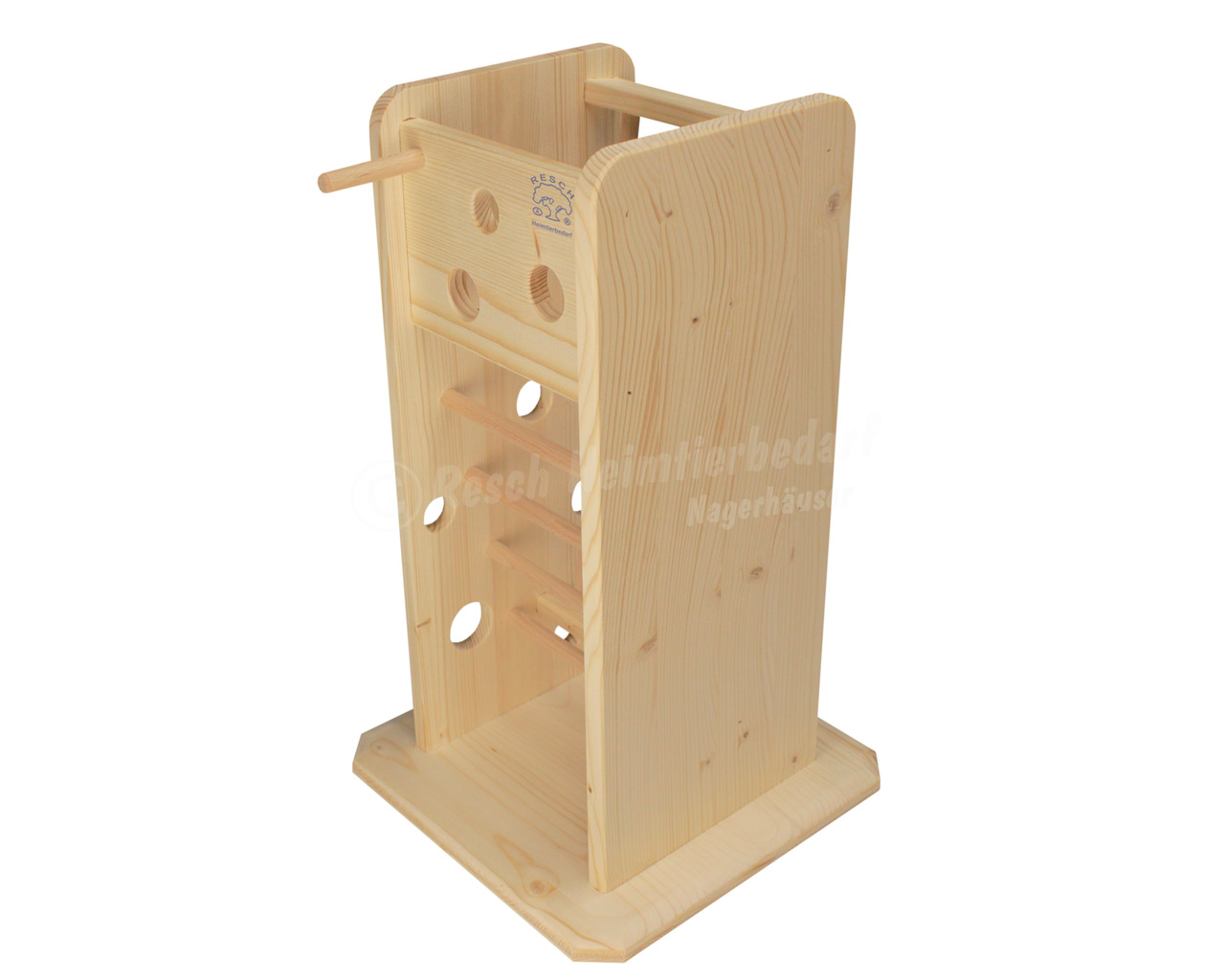 Resch Nagerfutterturm, Holz, für Kaninchen & Meerschweinchen, fördert Füttern & Spielen, ideal für artgerechte Haltung.