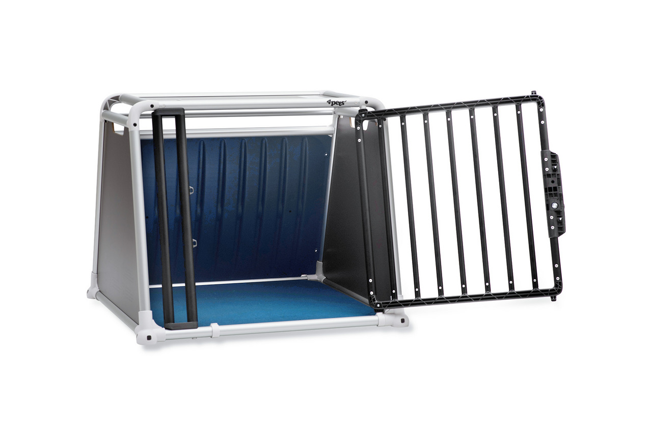 Transportbox 4pets ProLine für Hunde, robust, Alu+Kunststoff, rutschf. Matte, Gittertür, ergonomisch, für mittel- bis große Hunde.