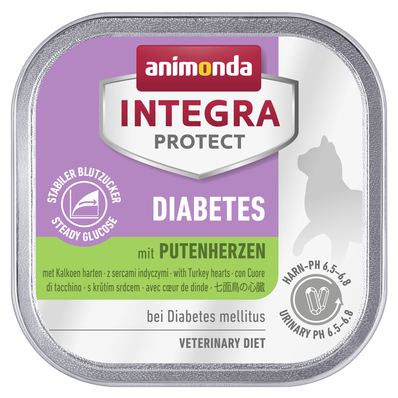 Sparpaket 32 x 100 g Animonda Integra Protect Diabetes mit Putenherzen Katzen Nassfutter