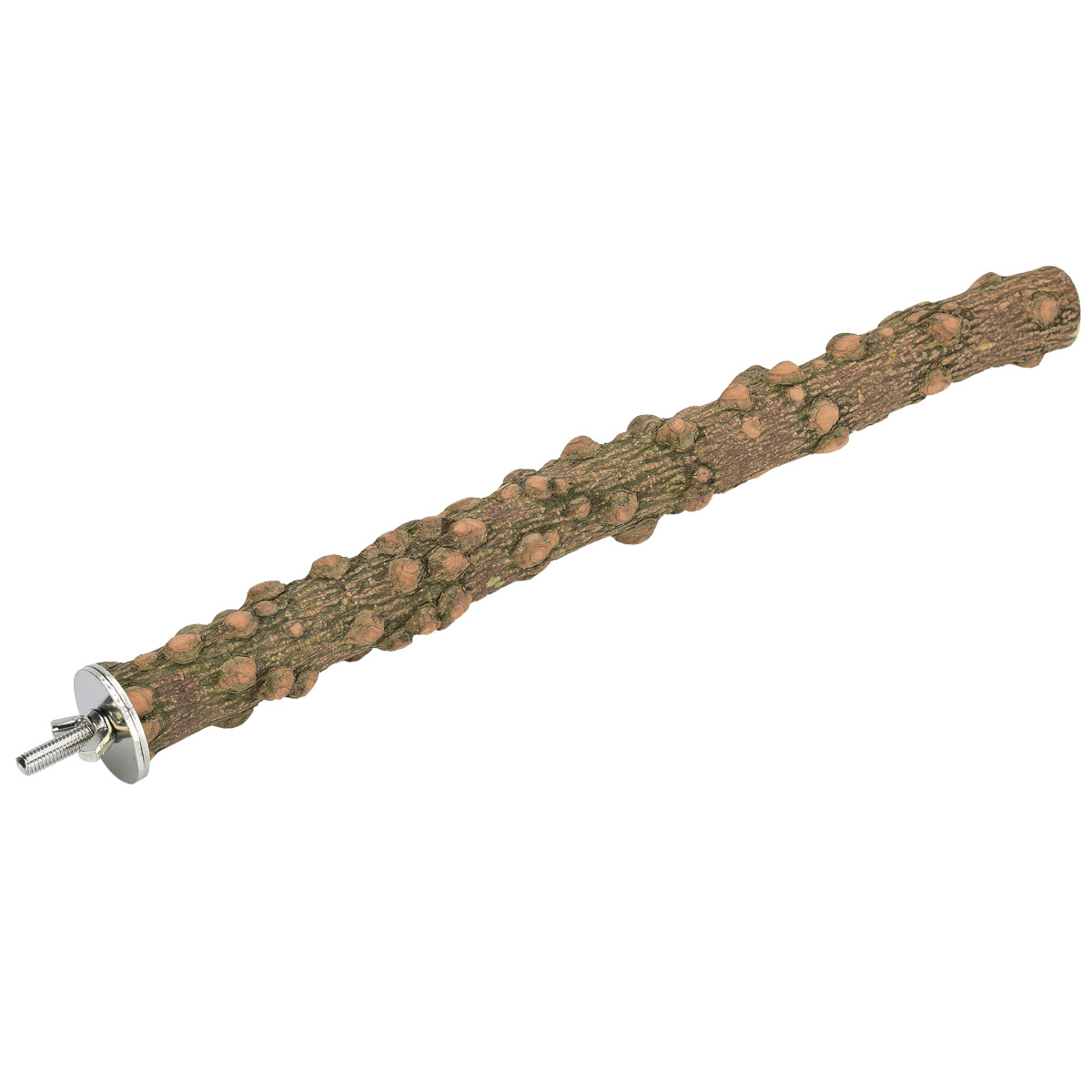 AK 4Pets Vogel-Sitzstab, für Ziervögel, Holzoptik, unregelmäßige Erhebungen zur Krallenpflege, Metallhalterung, leicht zu befestigen.