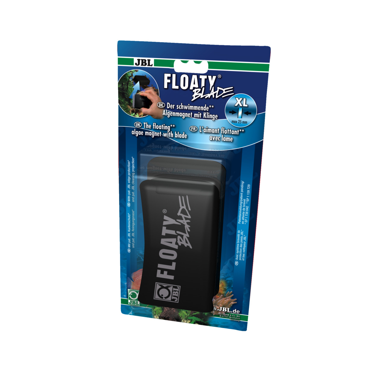 JBL Floaty Blade XL, Algenmagnet mit Klinge, für Aquarienglas bis 25 mm, schwimmend, ideal für Aquarienbesitzer.
