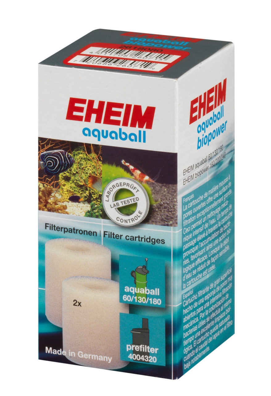 EHEIM aquaball Filterpatronen, für Aquarienfilter (60, 130, 180, Prefilter 4004320), 2 Stk., „Lab Tested“, Made in Germany.