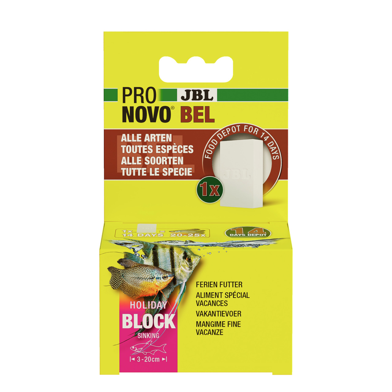 JBL ProNovo Bel Holiday Block: Ferienfutter für alle Aquarienfische (3-20 cm), bis 14 Tage, 1 Block.