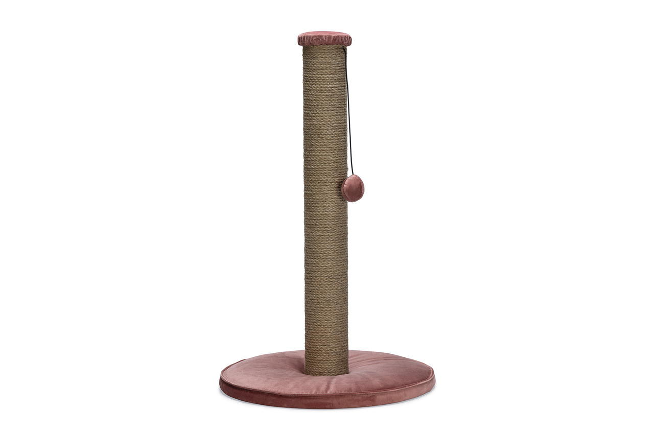 Kratzbaum „Designed by Lotte“ für Katzen, Sisalstamm, rosa Basis, Spielball, ideal für Krallenpflege & Spielspaß, stabil.