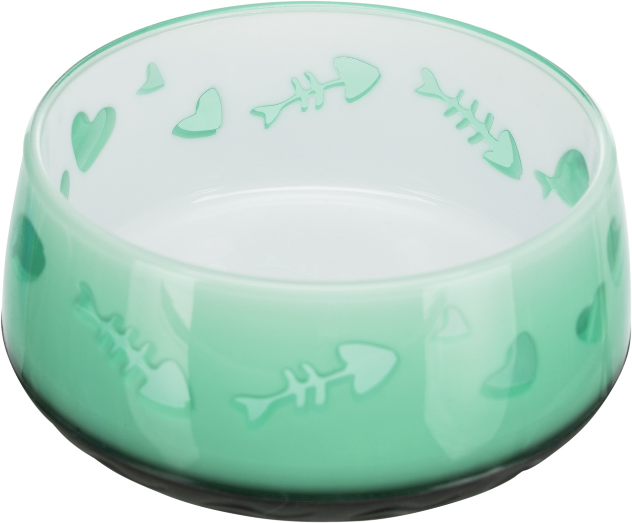 TRIXIE Futternapf Glas, Katzen, dekorative Fischgräten-/Herz-Motive, für Trocken-/Nassfutter & Wasser.