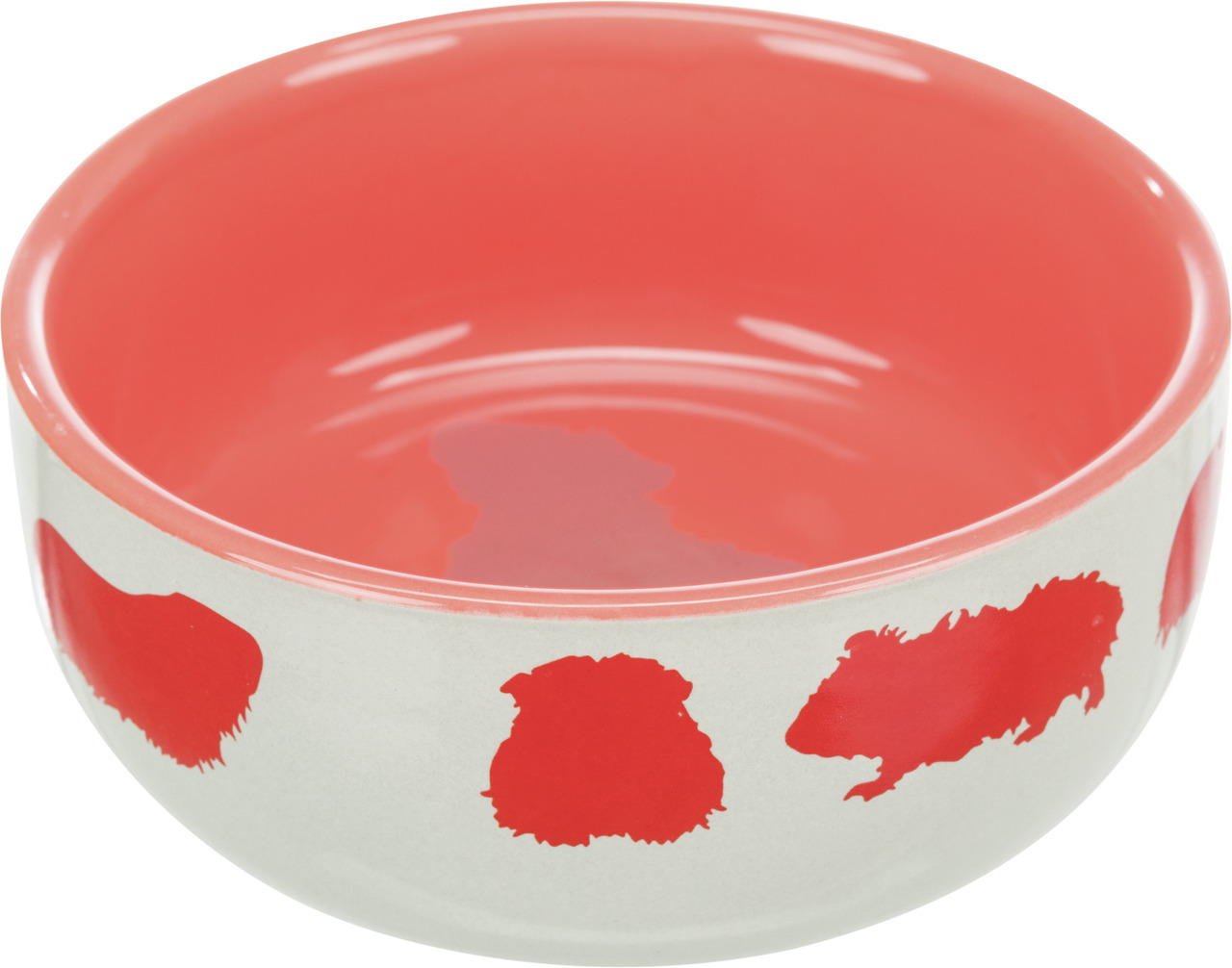 TRIXIE Keramiknapf für Meerschweinchen, rot, 250 ml, robust, rutschfest, leicht zu reinigen, ideal für Futter/Wasser.