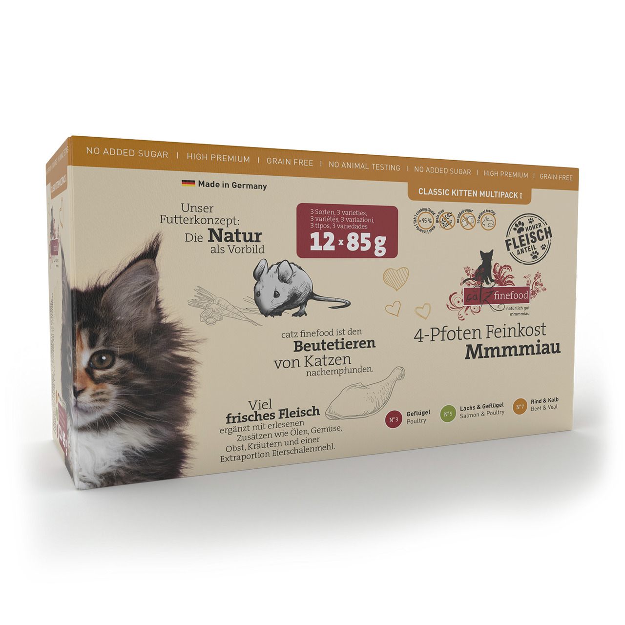 Sparpaket 4 x 12 x 85 g Catz finefood Classic Kitten Multipack I Katzen Nassfutter