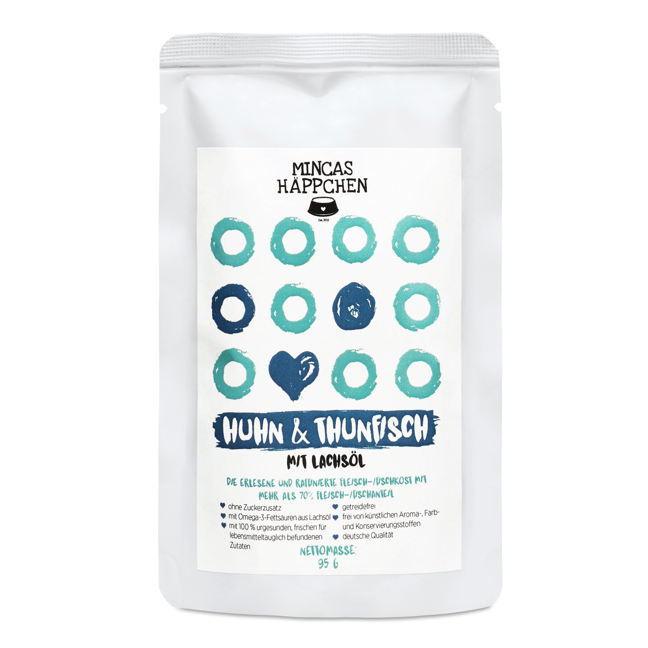 Mincas „Mincas Häppchen“ Nassfutter f. Katzen, Huhn, 200 g, für ausgewachsene Tiere, hochwertige Qualität, ausgewogene Rezeptur.