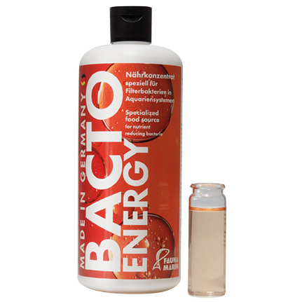 Fauna Marin Bacto Energy, Nährkonzentrat f. Filterbakterien, 250 ml, f. Aquarienbesitzer, rotes Design, inkl. Messgefäß.
