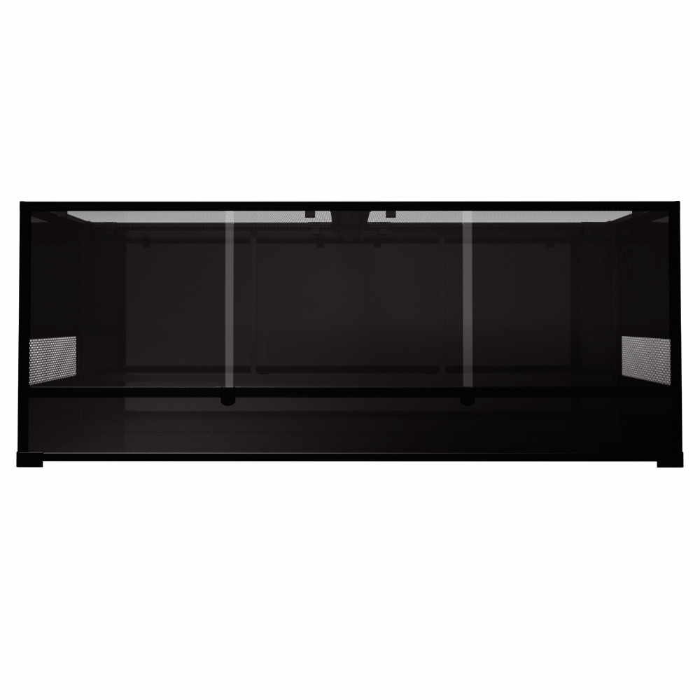 HOBBY Terrarium, rechteckig, Glas, schwarz, für Reptilien/Amphibien, Schiebetüren, Belüftungsgitter, ideal für artgerechte Haltung.