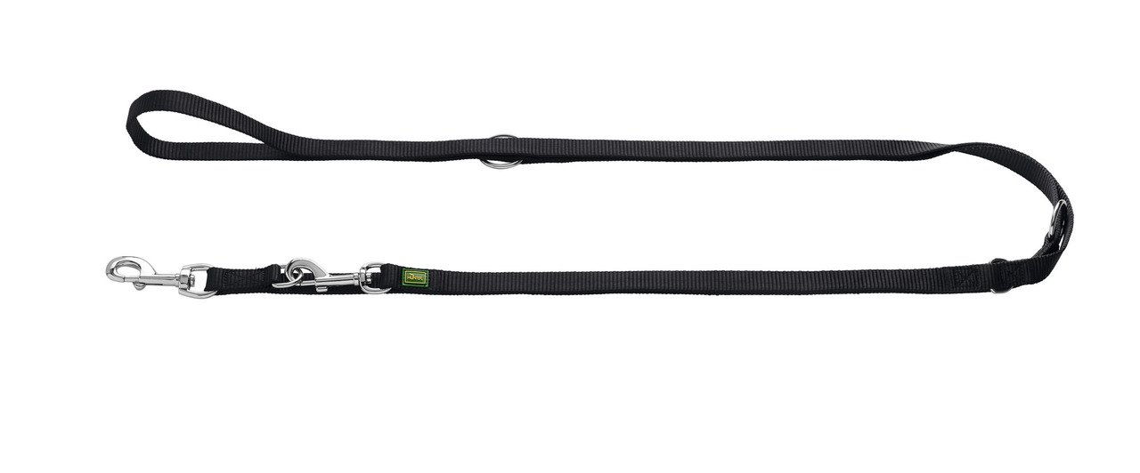 HUNTER Hundeleine Tripoli, Nylon, für Hunde aller Größen, schwarz, 200x2 cm, robust, 2 Karabiner, ideal für Spaziergänge & Training.