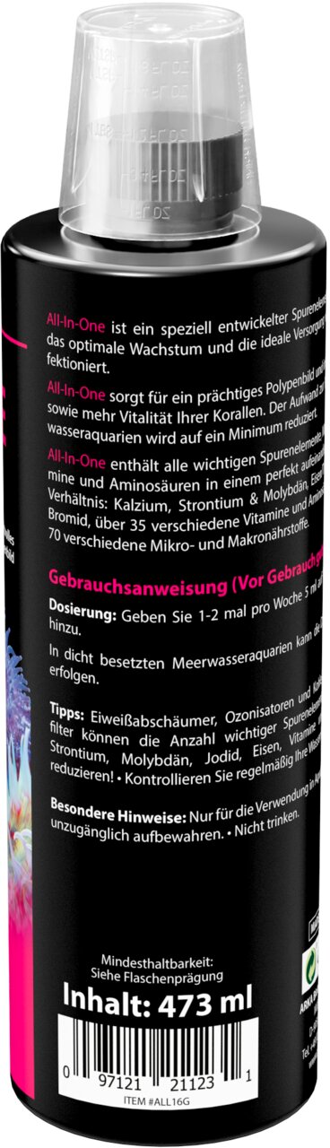 ARKA All-In-One Spurenelemente für Meerwasseraquarien, Korallenpflege, 473 ml, unterstützt optimales Wachstum und Vitalität.