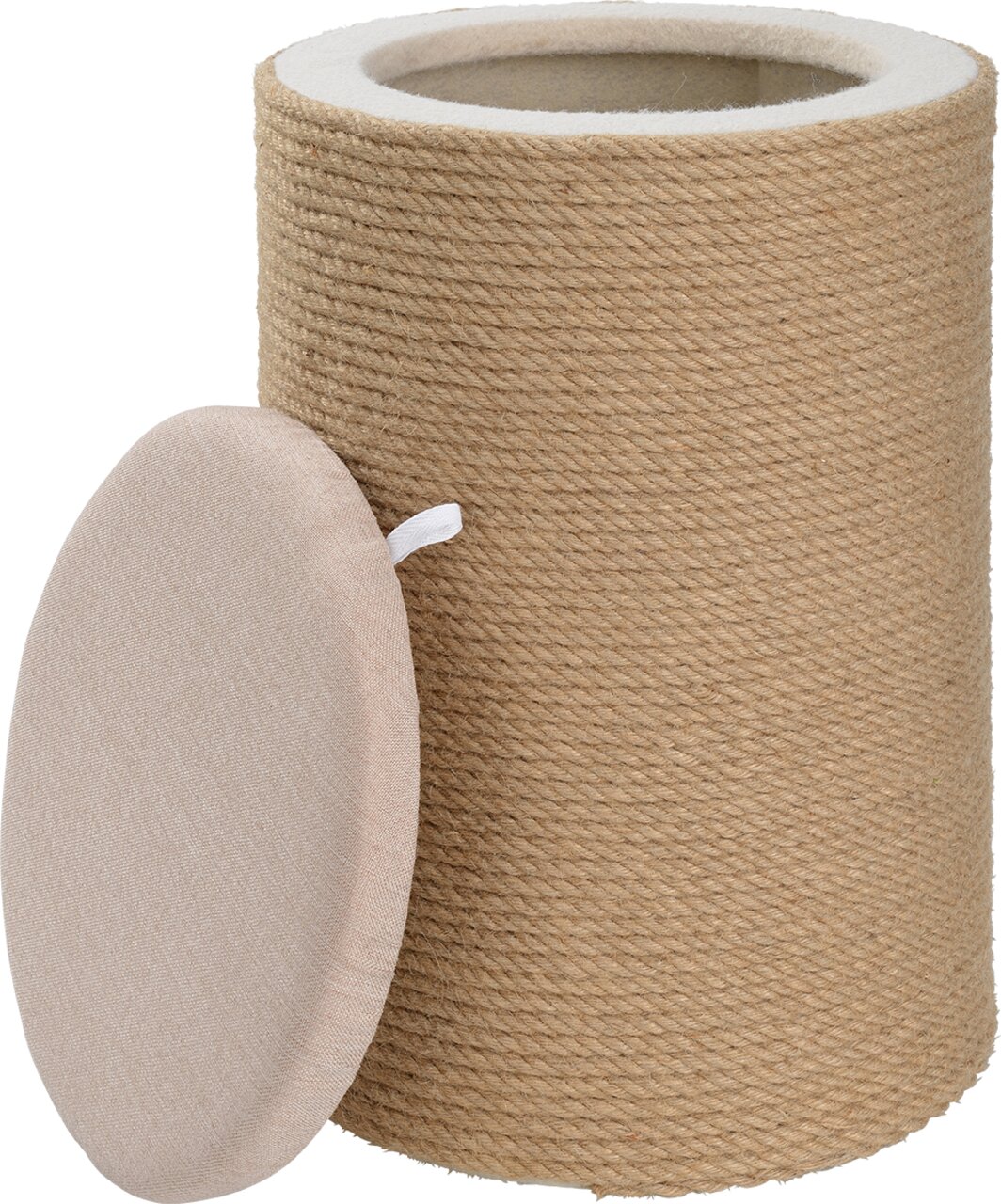 Kratztrommel von MORE für Katzen, mit Sisal umwickelt, ideal zur Krallenpflege, abnehmbare Abdeckung, Maße: ca. 30 cm hoch.