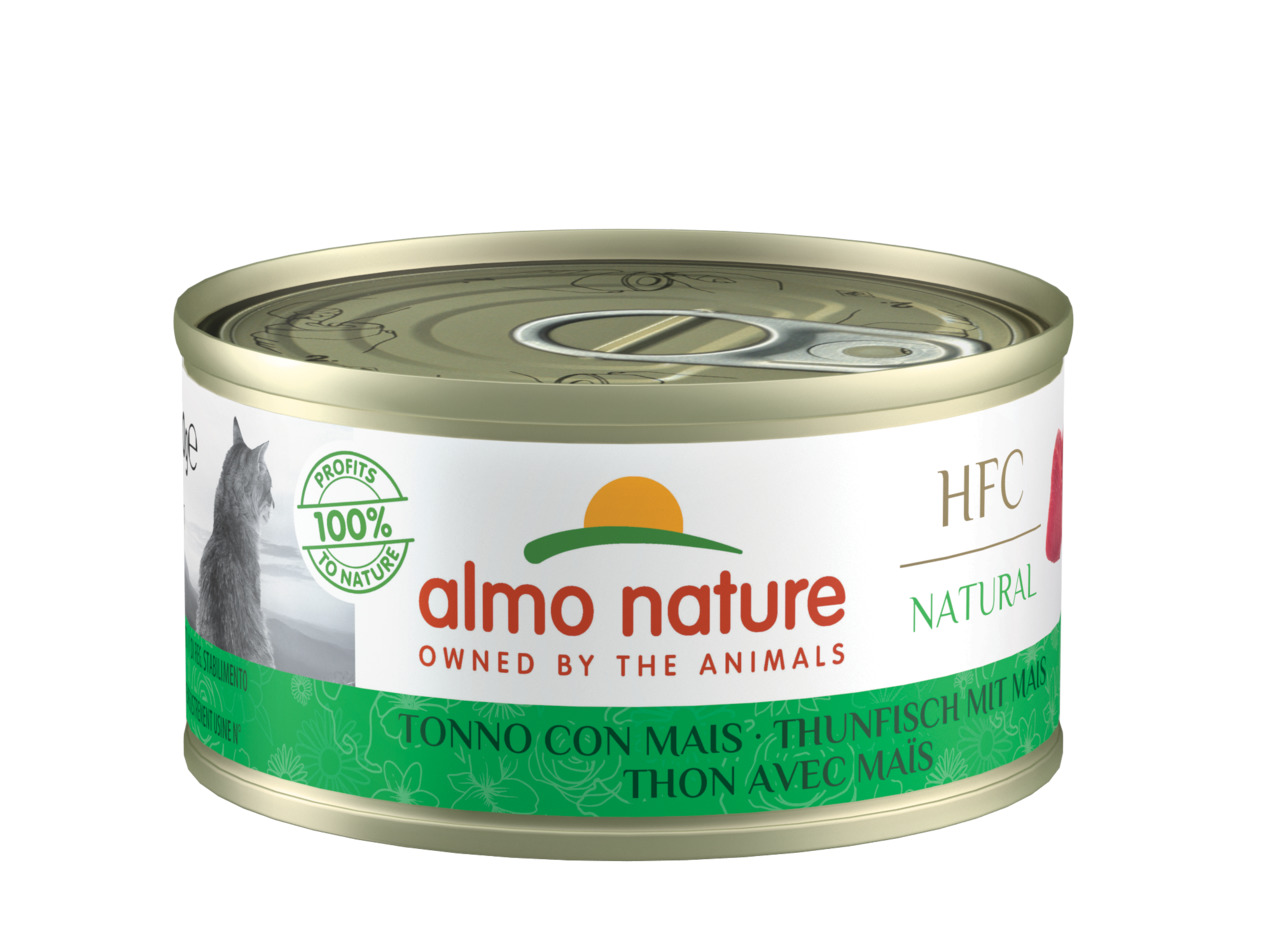 Almo Nature HFC Natural Thunfisch+Mais, Katzenfutter, 70 g, "100% Profits to Nature", Geschm.: Thunfisch+Mais.