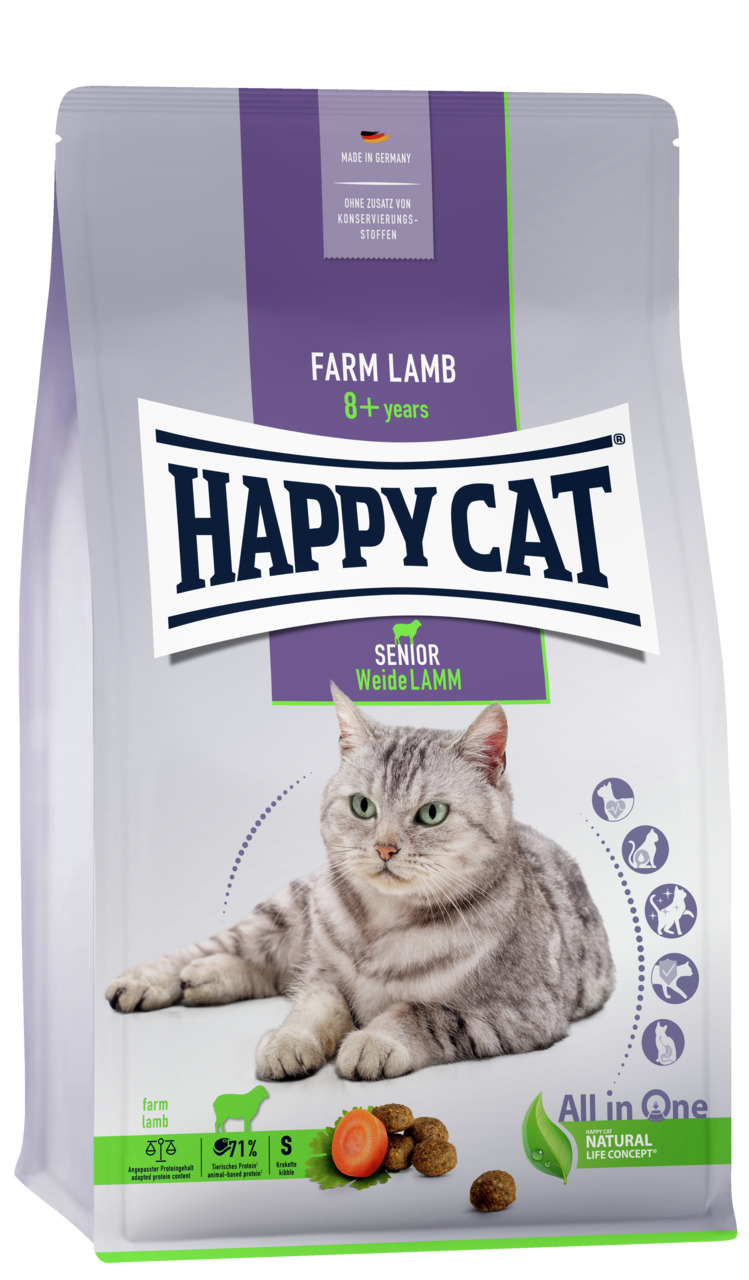 Sparpaket 2 x 300 g Happy Cat Culinary Senior Weide-Lamm Katzen Trockenfutter