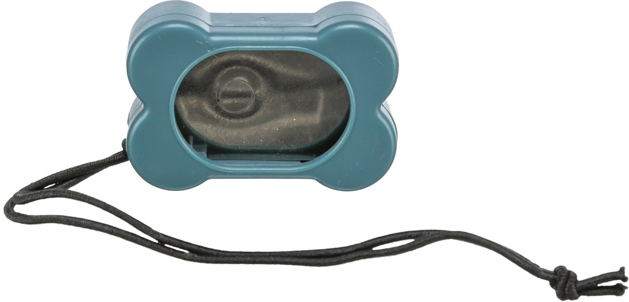 TRIXIE Kotbeutelspender, Knochenform, türkis, für Hundebesitzer, inkl. 1 Rolle, mit Schlaufe, praktisch für Spaziergänge.