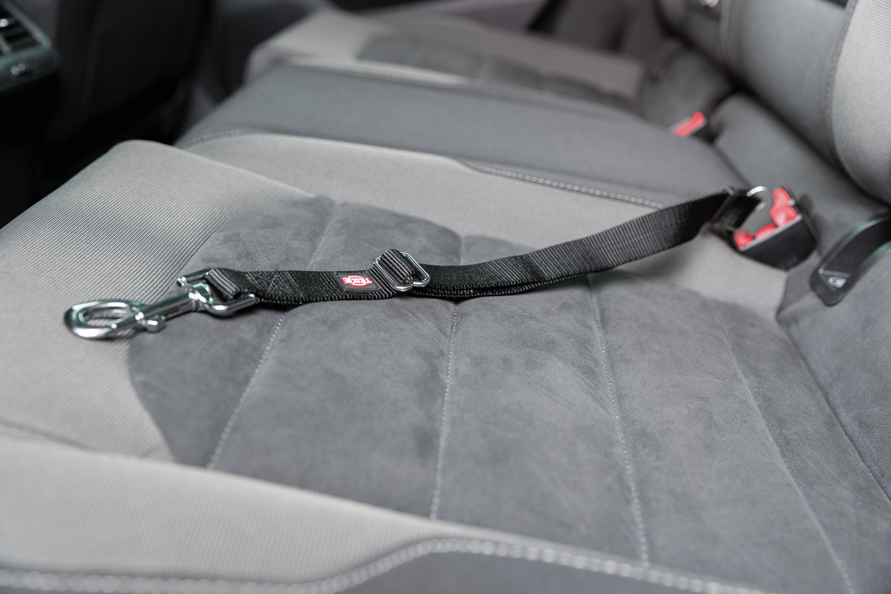 TRIXIE Sicherheitsgurt für Hunde, schwarz, Nylon, verstellbar, mit Karabinerhaken, für sicheren Transport im Auto.