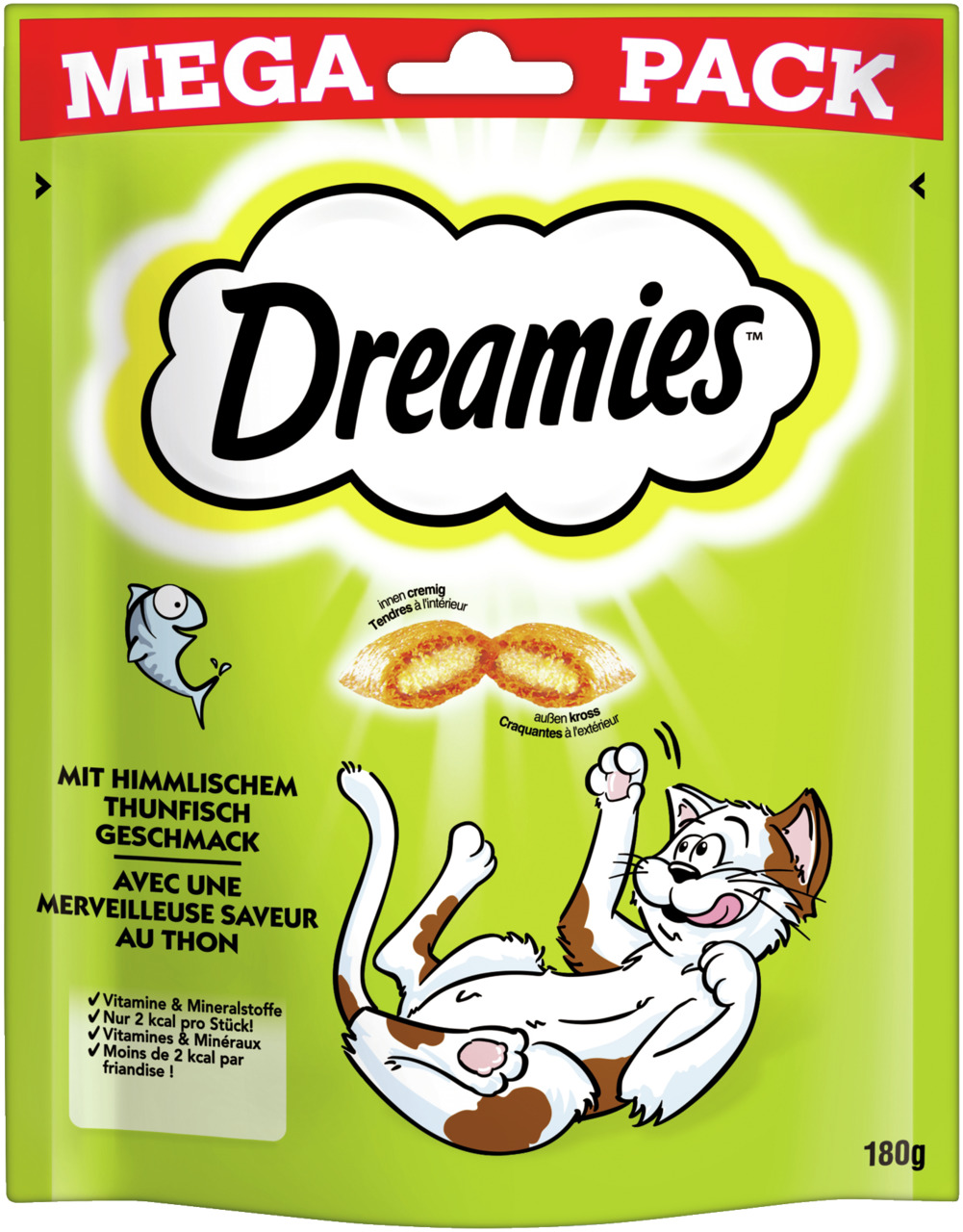 Sparpaket 2 x 180 g Dreamies mit Thunfisch-Geschmack Megapack Katzen Snacks