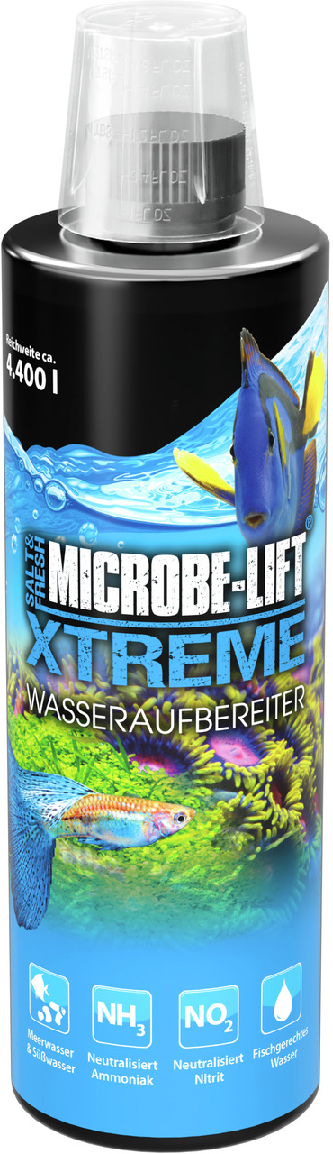 MICROBE-LIFT XTREME Wasseraufbereiter, 4.400 l, für Meer-/Süßwasser-Aquarien, neutralisiert Ammoniak/Nitrit, sorgt für fischgerechtes Wasser.