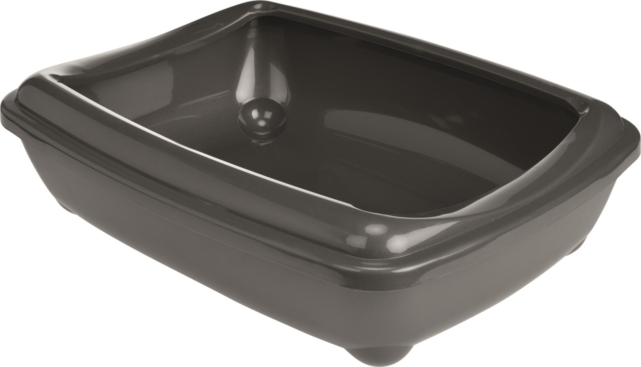 AniOne Katzentoilette, dunkelgrau, für Katzenbesitzer: Praktisch, stilvoll, mit erhöhtem Rand gegen Streuaustritt, robust.