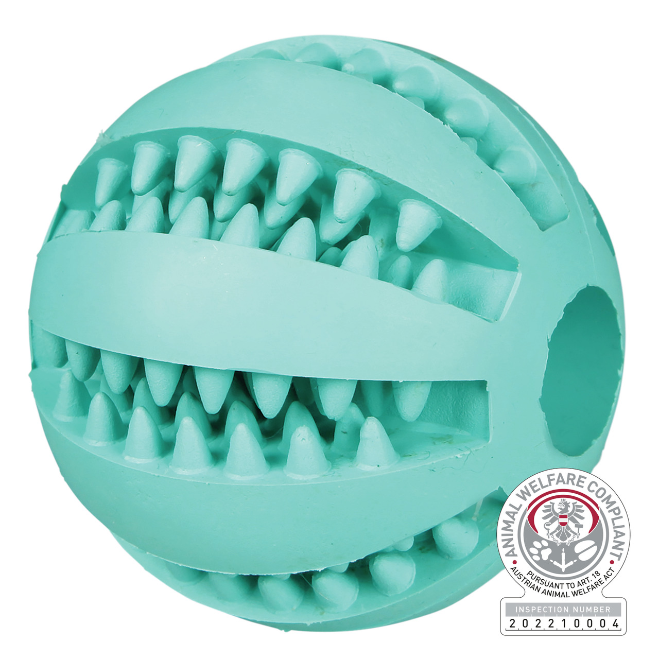 TRIXIE Dentalball für Hunde, türkis, Gummi, mit Noppen zur Zahnpflege, Spielzeug, zertifiziert, ideal für spielerische Zahnhygiene.